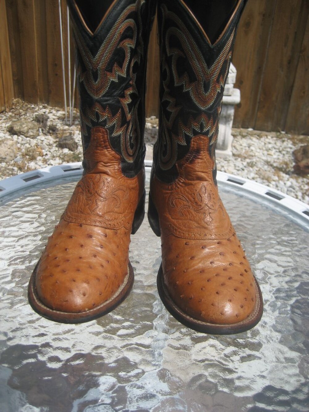 Men's Vintage Tony Lama Ostrich Skin Cowboy Western Boots sz 8D Made In USA